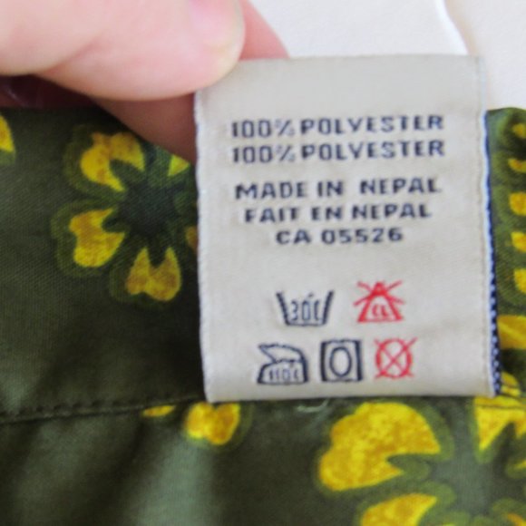 Vintage Ocean Pacific OP Hawaiian Shirt Green Palm Trees Women Dancing Large EUC - Picture 13 of 15